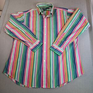 Polo Ralph Lauren XL Multicolor Stripe Button Up Cotton Regent Fit Shirt